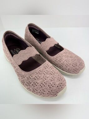 Skechers Pink Knit Mary Jane Slip-On Shoes